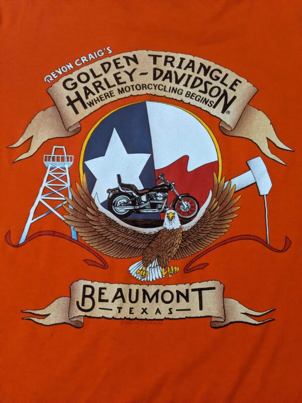 Vintage 1987 Harley Davidson Golden Triangle Beaumont T-Shirt - Men's L