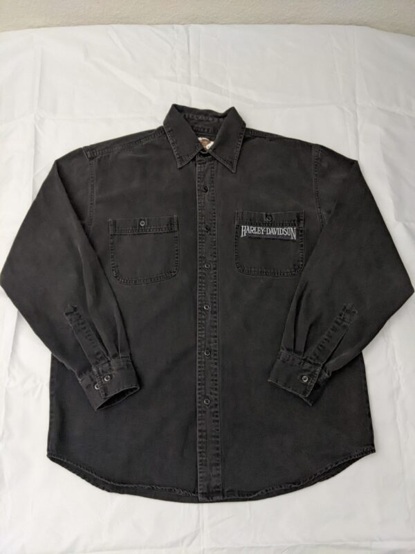 Vintage 90s Harley-Davidson Denim Button Up Shirt - Men's S