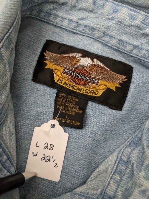 Vintage 90s Harley-Davidson Denim Button Up Shirt - Men's Large
