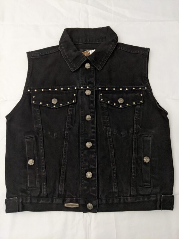 Vintage 90s Harley-Davidson Studded Denim Motorcycle Vest - Women's M