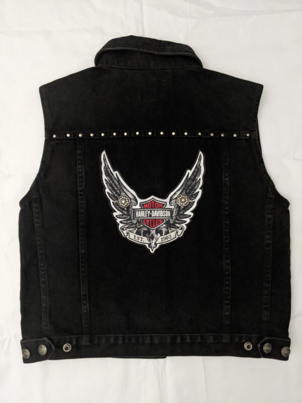 Vintage 90s Harley-Davidson Studded Denim Motorcycle Vest - Women's M