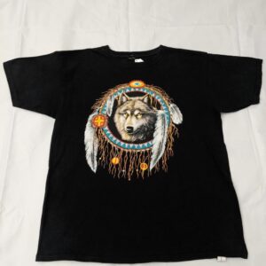Vintage 90s 3D Emblem Black Wolf Dreamcatcher - Men's M